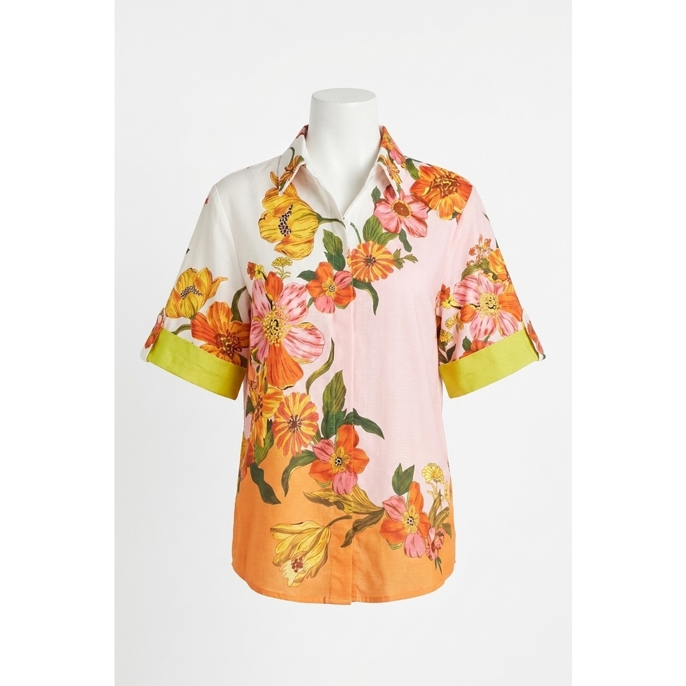 NEW PAPARAZZI printed short sleeve shirt in pansy